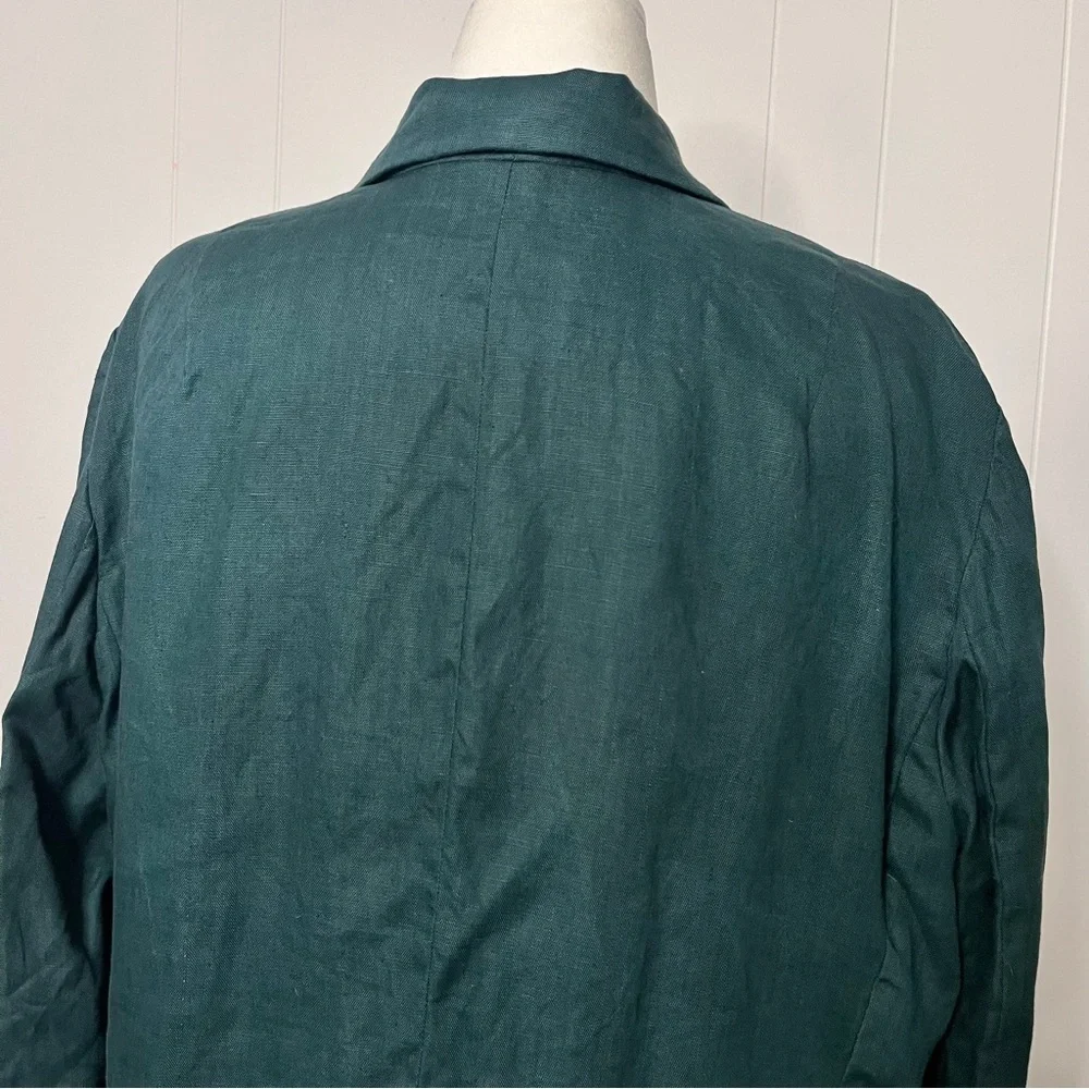 Lord & Taylor 100% Linen Unlined Blazer Longline Dark Green Size 18W Career